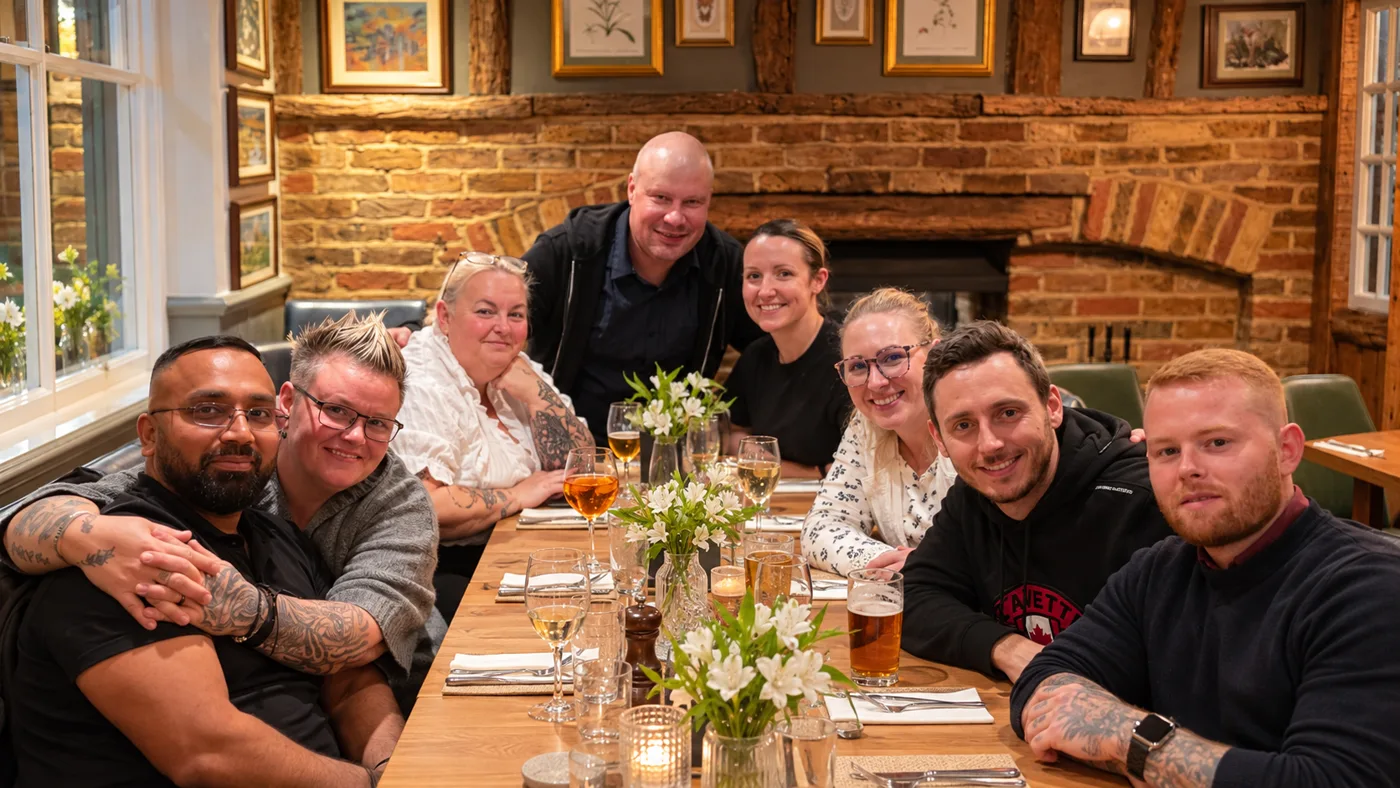 Friends and family round the table for a meal, one of the evenings Adem Ahmet calls making memories